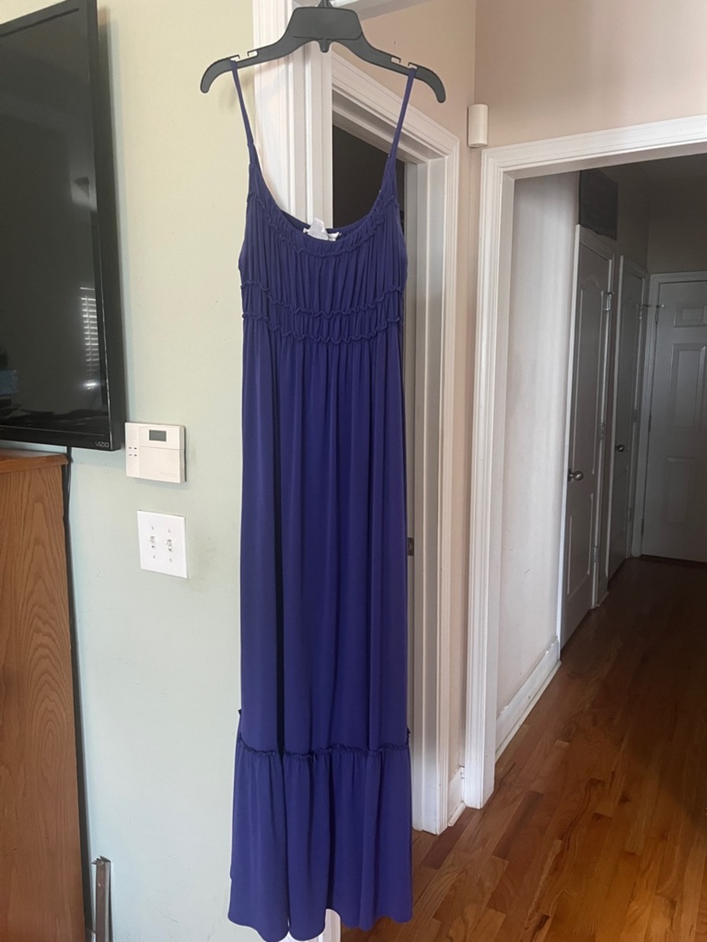 Maggy London Royal Purple Ruched Bodice Maxi Dress